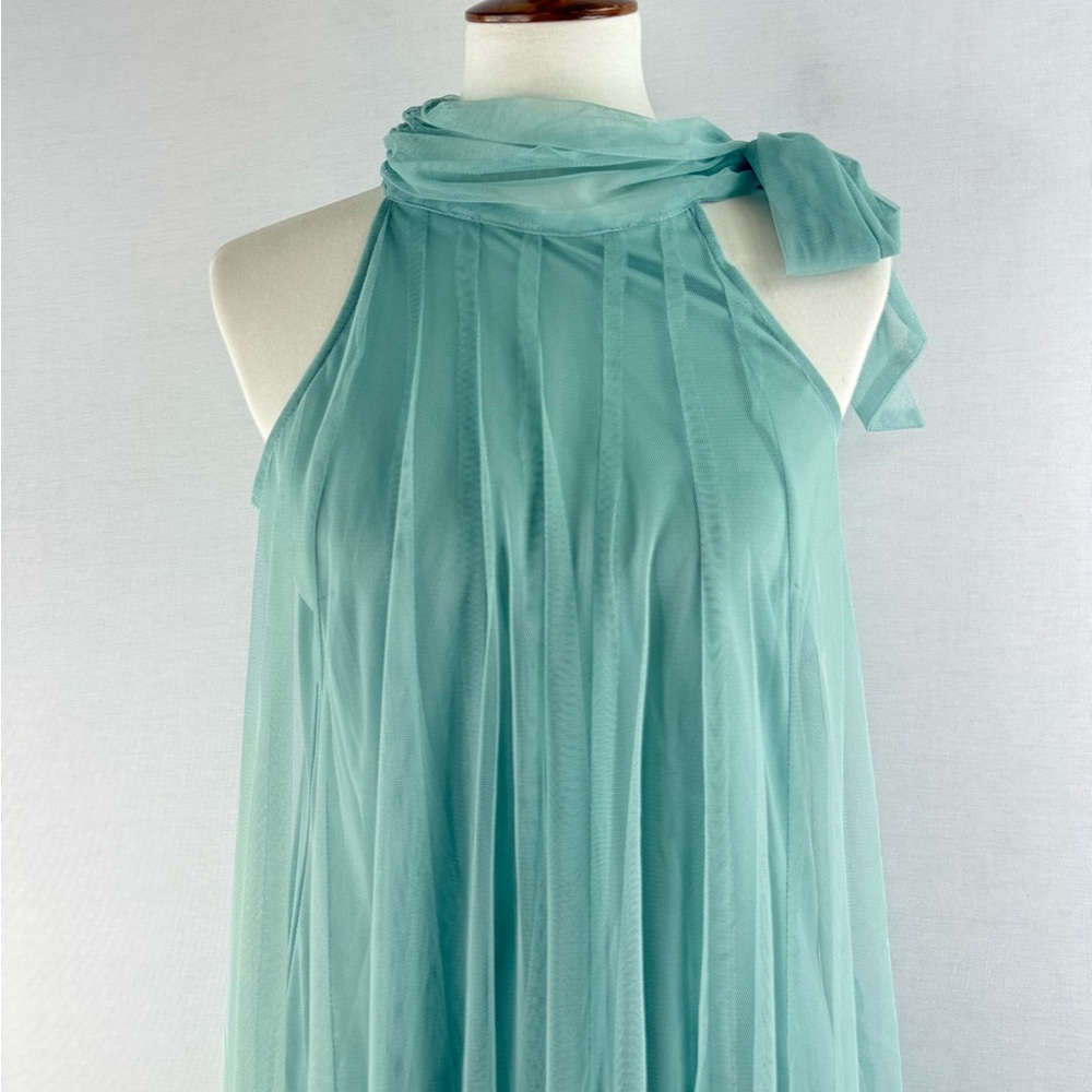 Ryu | ModCloth Seafoam Green Halter Mesh Bubble Shift Dress - Picture 9 of 11